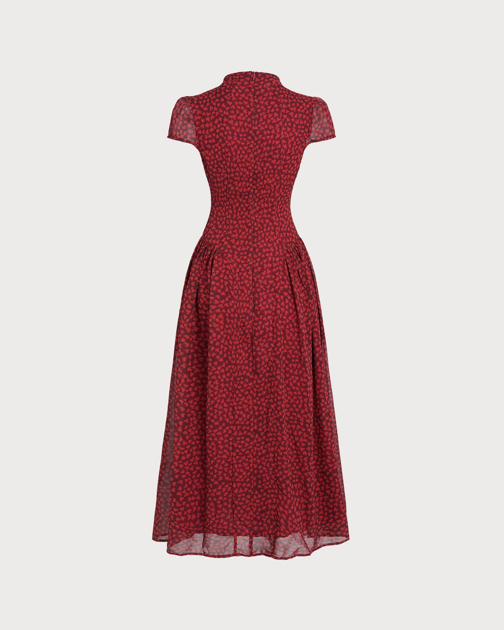 Red Cap Sleeve Floral Maxi Dress