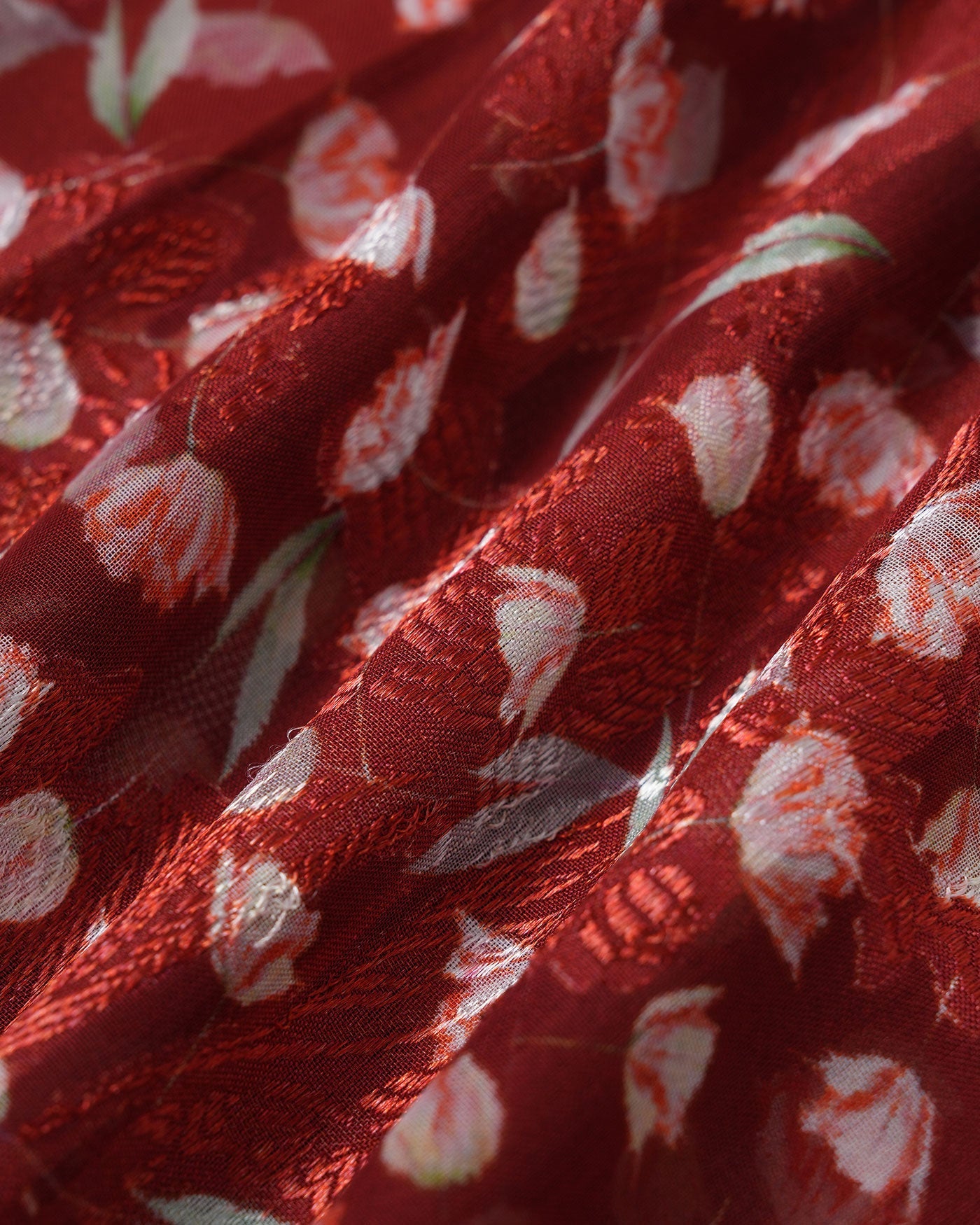 Wine Red Floral Slip Midi Dress