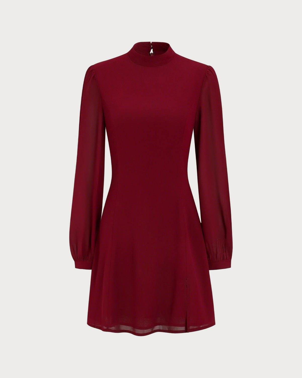Red Mock Neck See-Through Mini Dress