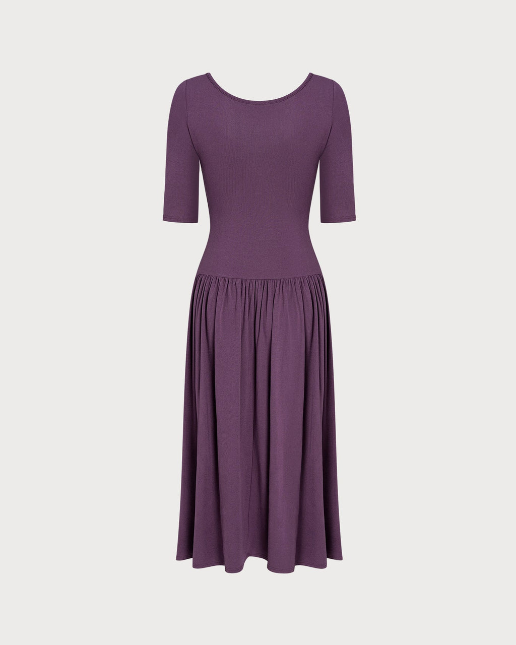 Purple V Neck Ruched A-Line Maxi Dress