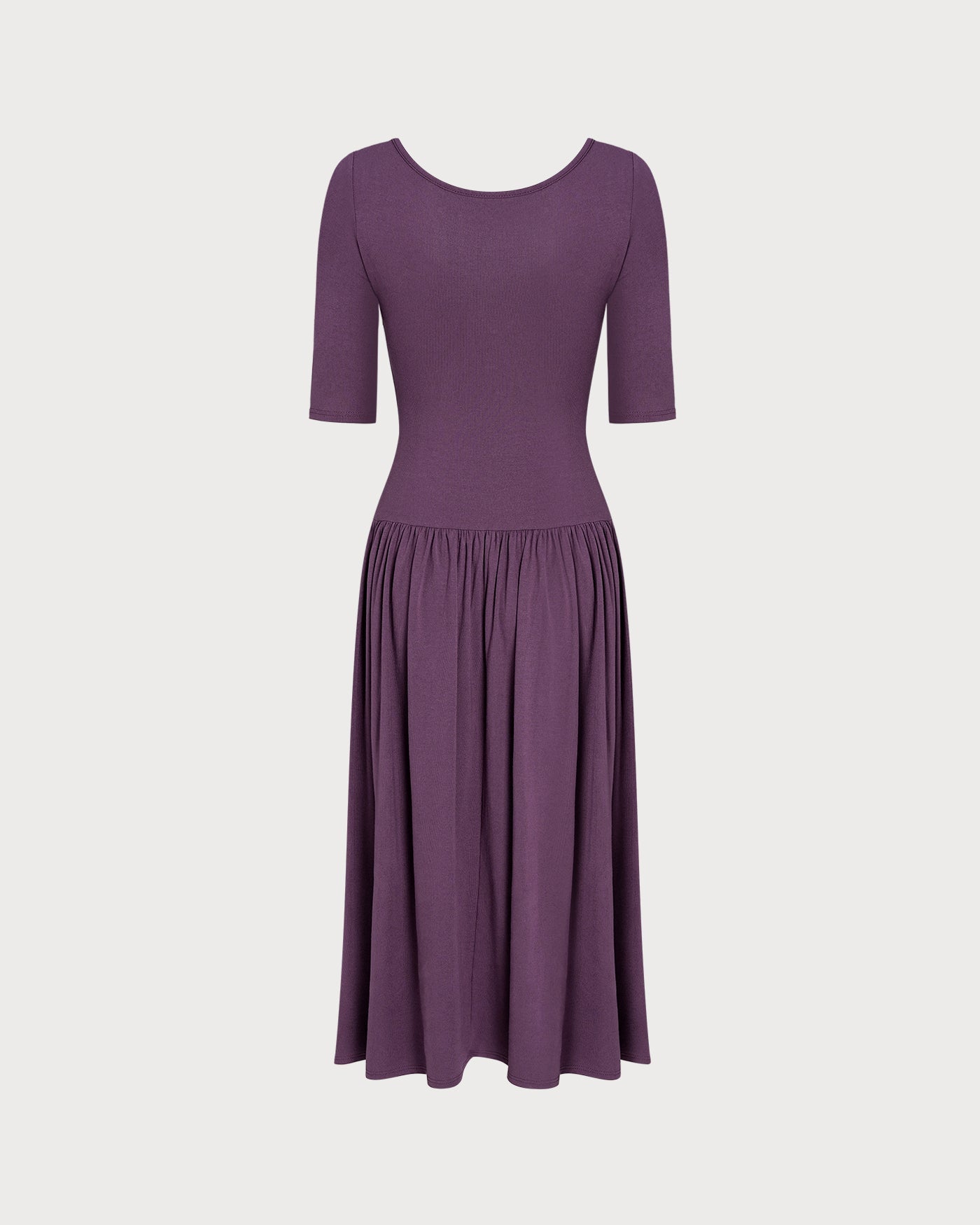 Purple V Neck Ruched A-Line Maxi Dress