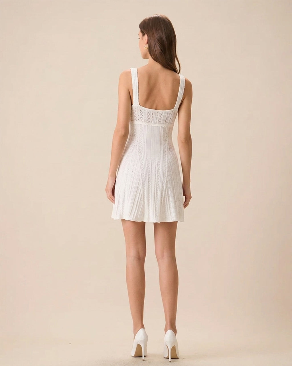 White Sleeveless Textured Mini Dress