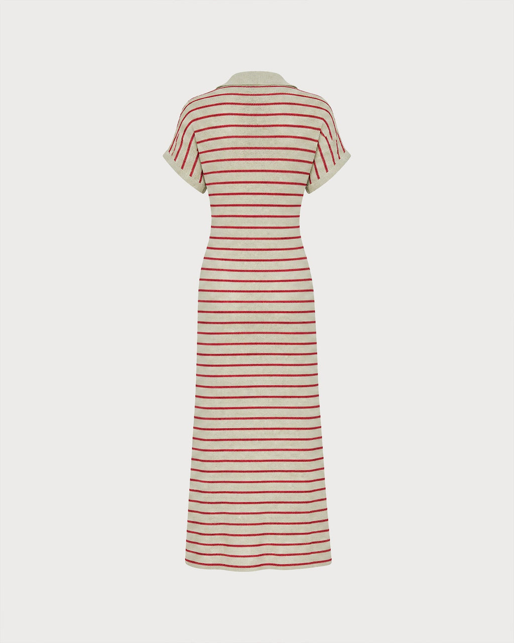 Camel V Neck Striped Midi Sweater Dress