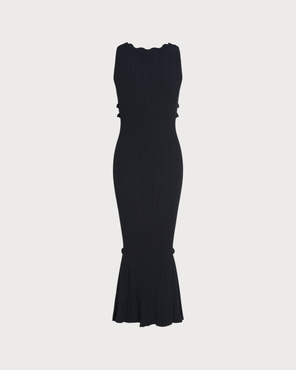 Black V Neck Mermaid Sweater Maxi Dress