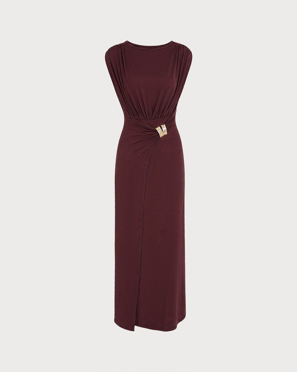 Wine Red Boat Neck Tunic Maxi Dress