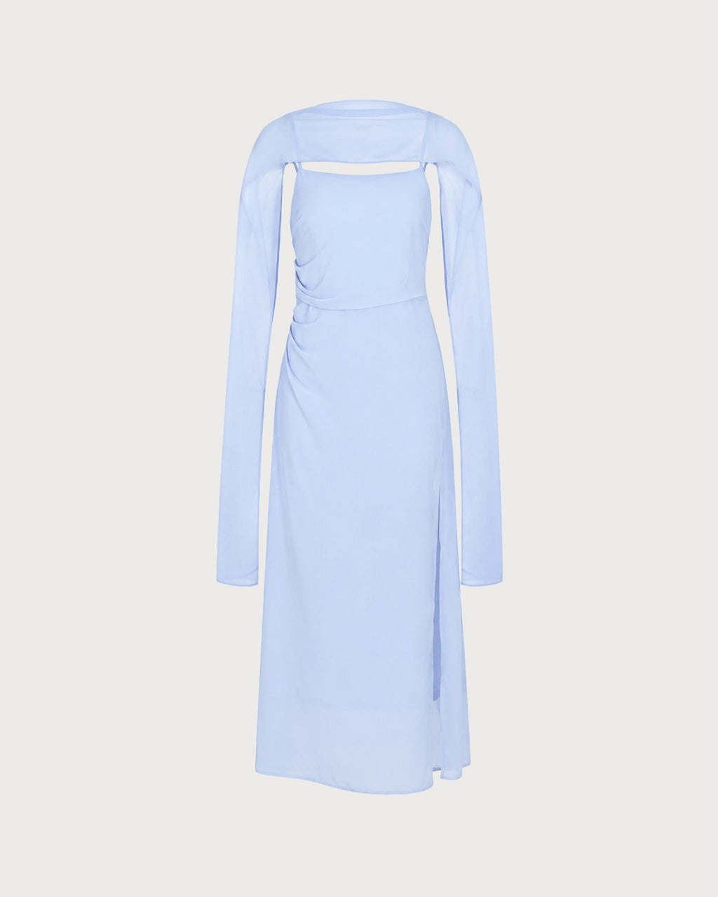 Blue Cowl Neck Strap Chiffon Maxi Dress