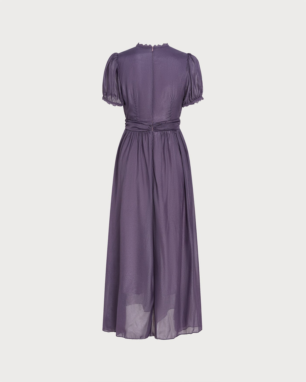 Purple Puffed Sleeve Tunic Maxi Dress