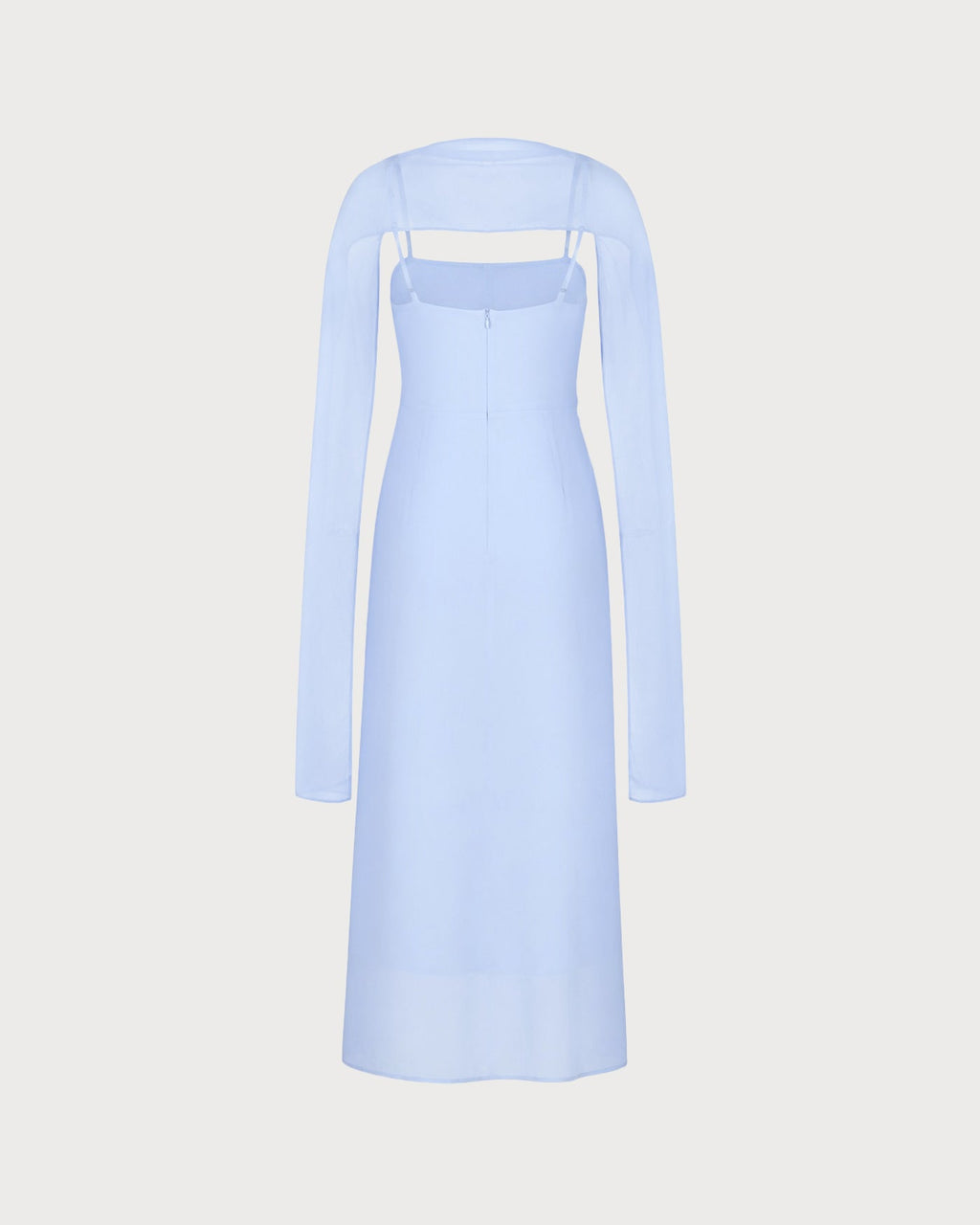 Blue Cowl Neck Strap Chiffon Maxi Dress