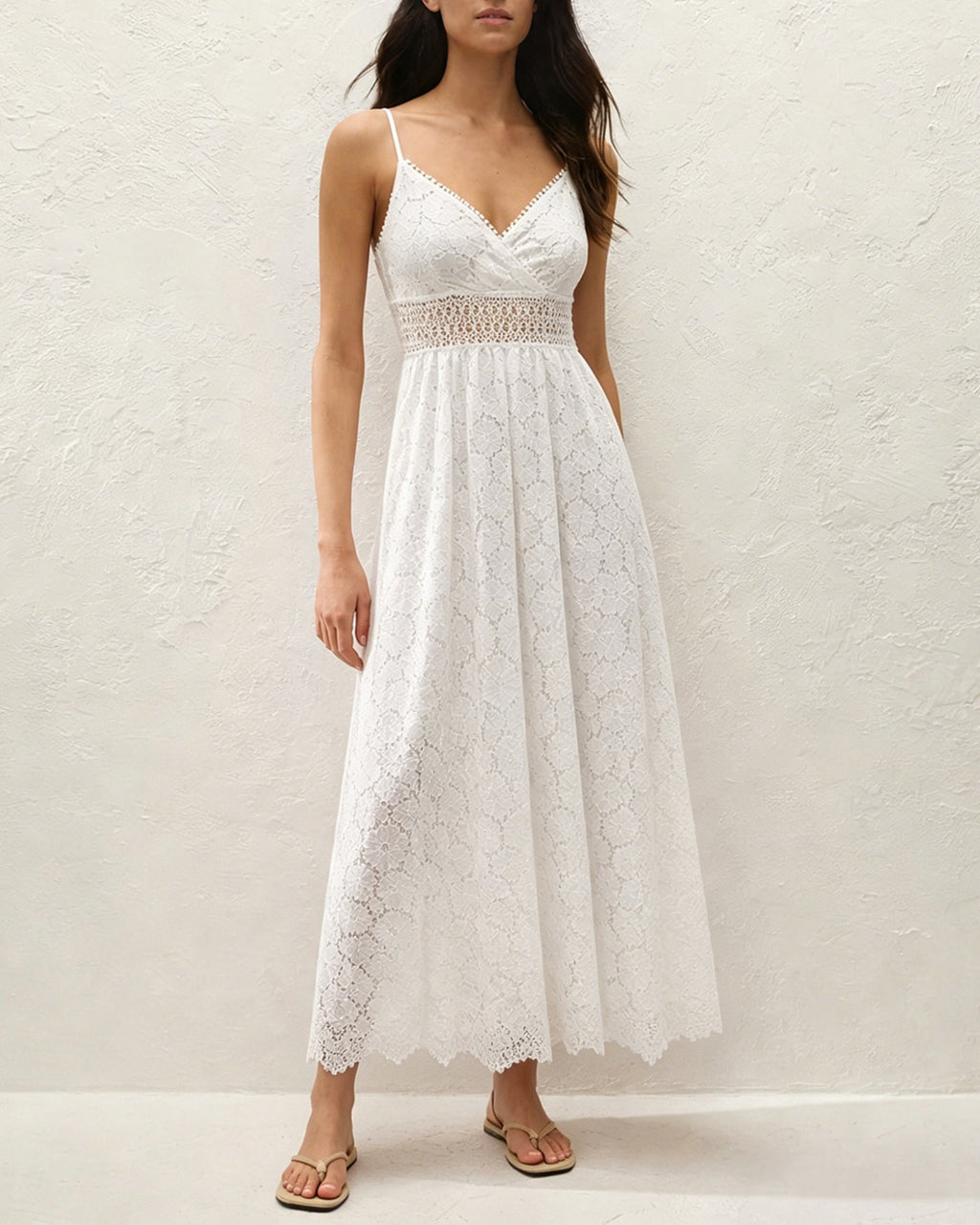 White Textured Cut Out Slip Maxi Dress