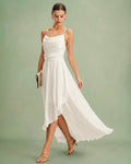 Beige X Cross Slip Chiffon Maxi Dress
