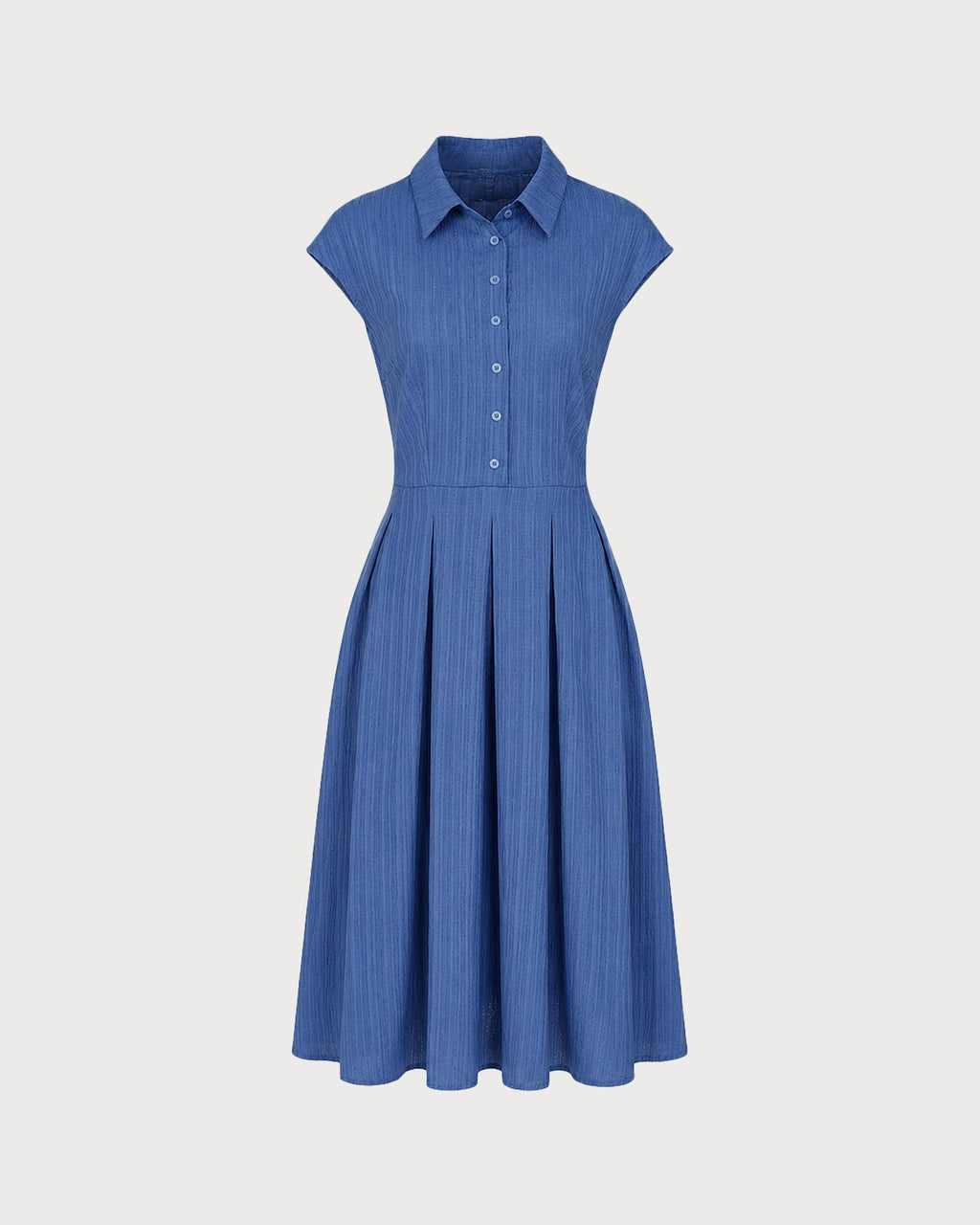 Blue Collar Button Button Midi Dress