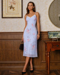 Purple Lace Floral Slip Midi Dress