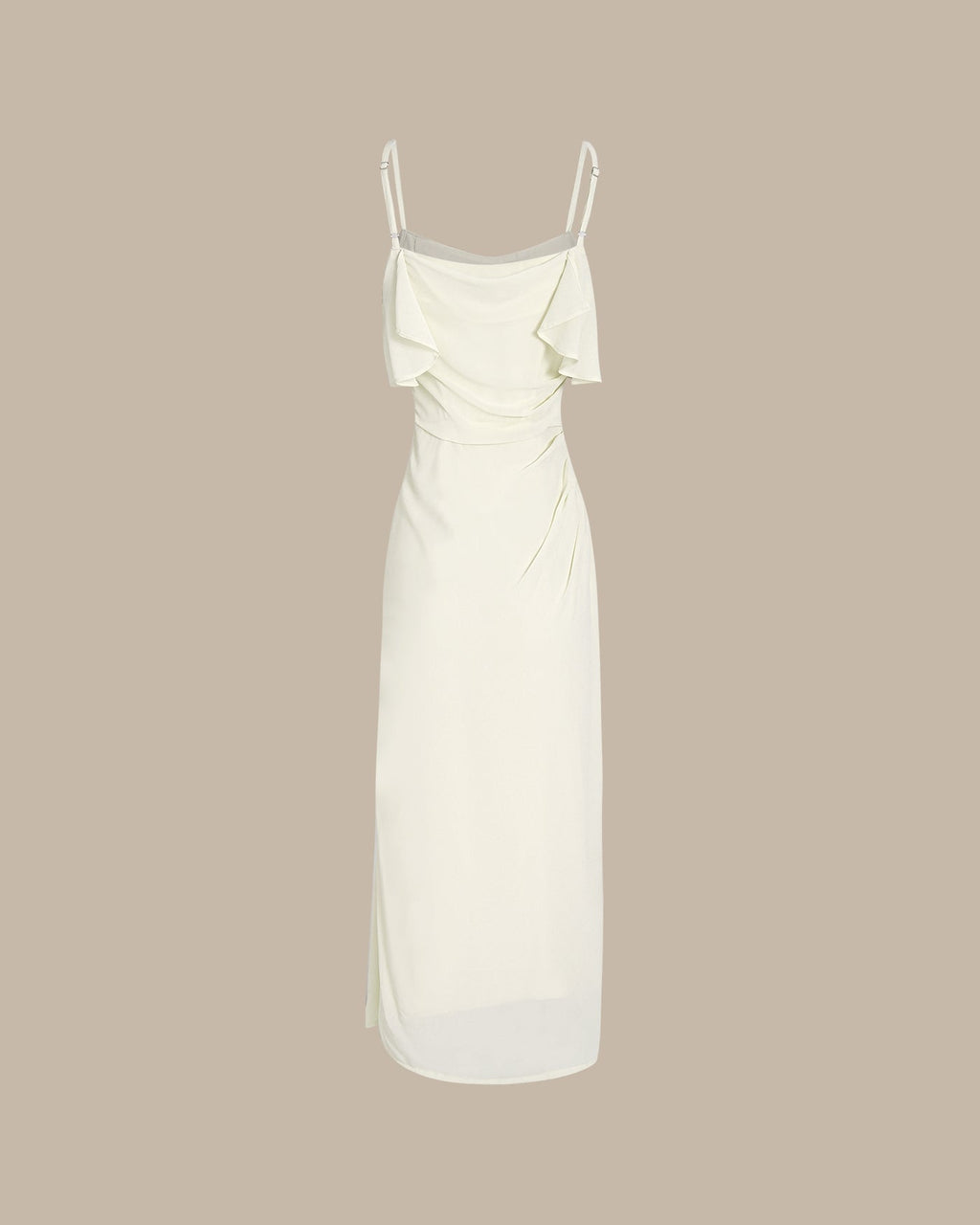 Apricot Ruffle Slip Chiffon Midi Dress