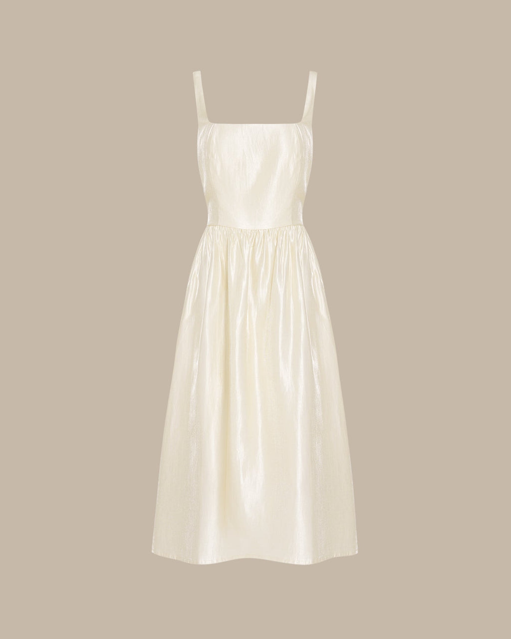 Apricot Zipper Slip Midi Dress