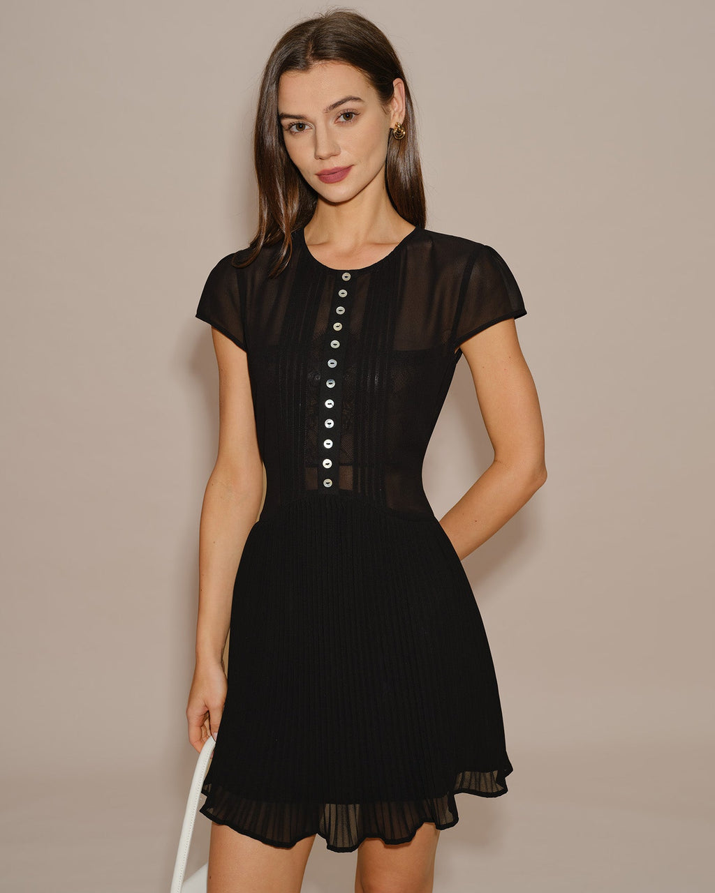 Black See Through Chiffon Mini Dress