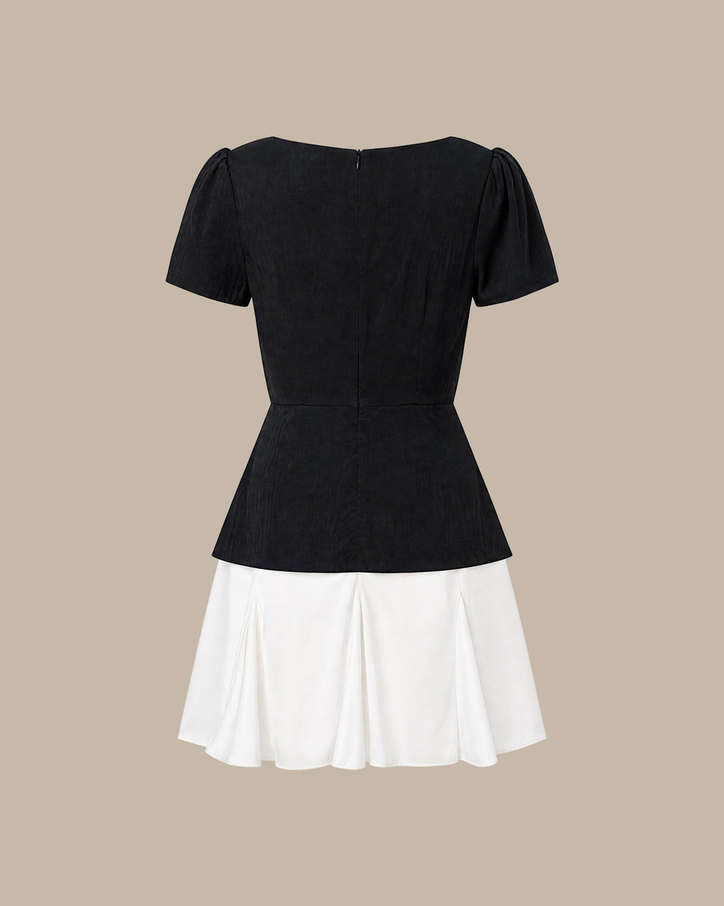 Black Square Neck Contrasting Mini Dress