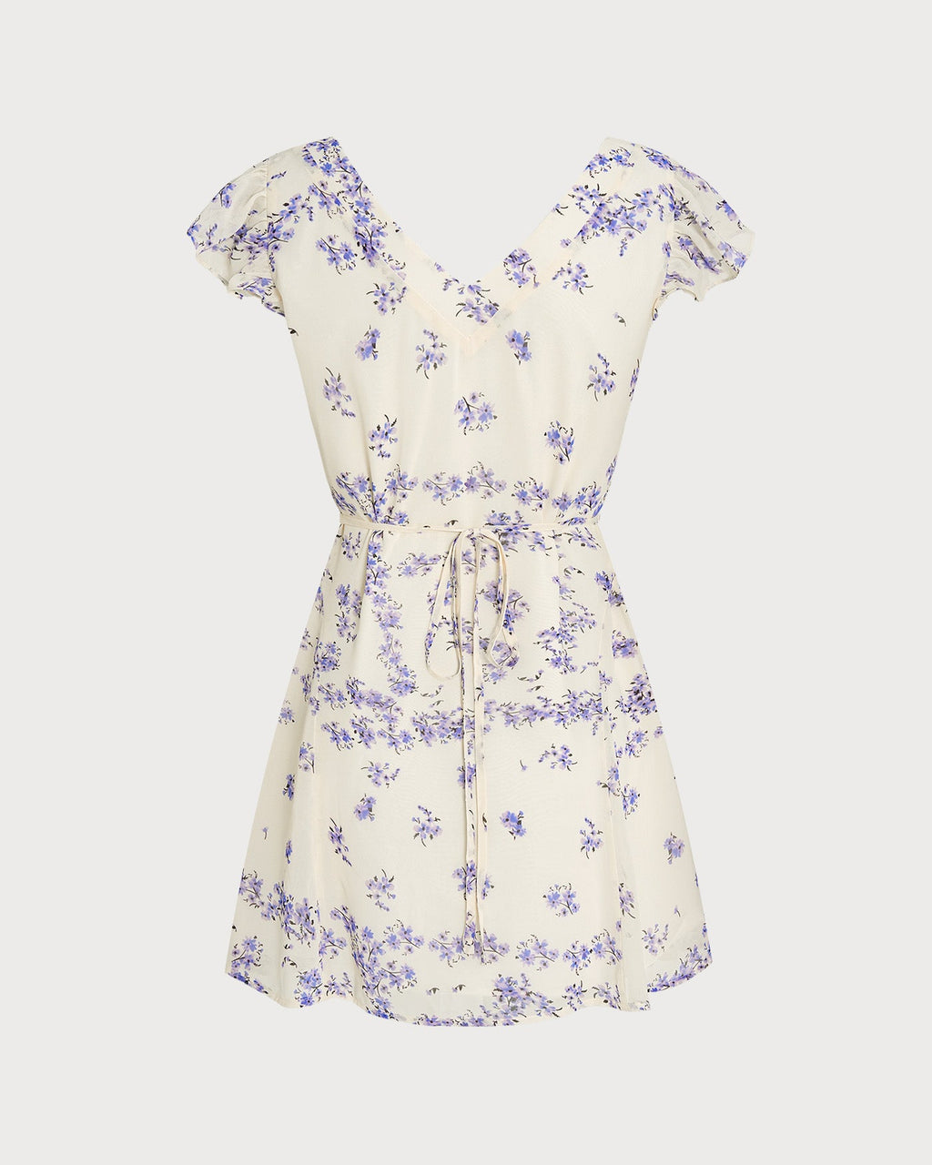Apricot Square Neck Tie Floral Mini Dress