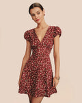Red V Neck Jacquard Tunic Mini Dress