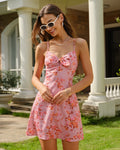 Pink Bowknot Floral Slip Mini Dress