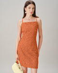Caramel Square Neck Textured Slip Mini Dress