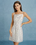 Purple Square Neck Floral Slip Mini Dress