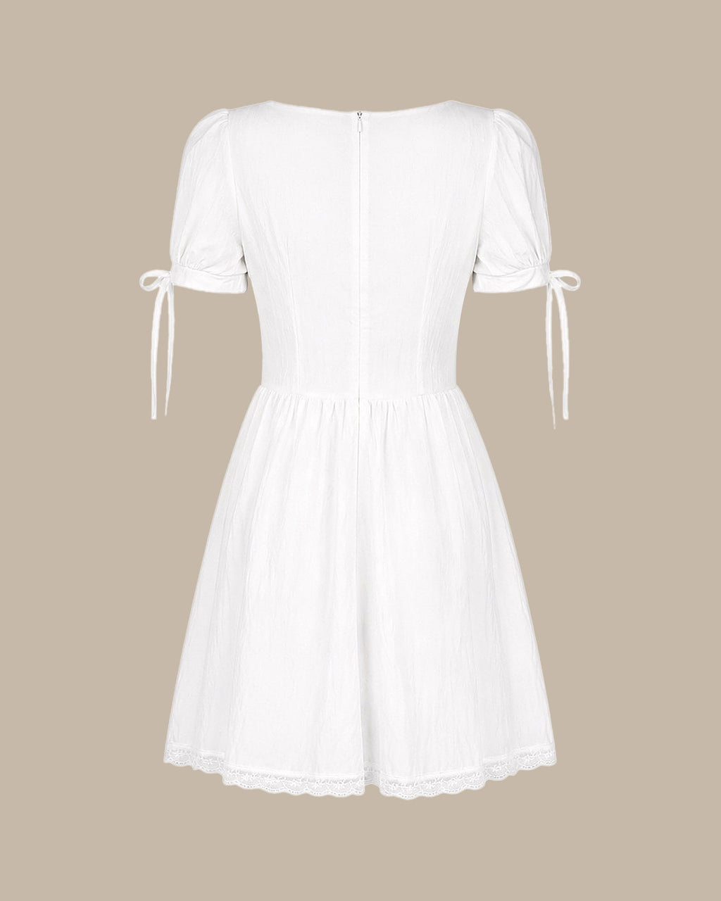 White Square Neck Lace Mini Dress